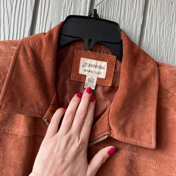 VTG St. John’s Bay Washable Suede Jacket Rust Brown Zip Front XL - Picture 10 of 15